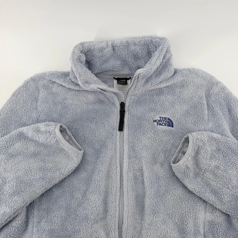 The North Face Osito Full Zip Fleece Jacket Circular Design Sz L Light Blue Cozy